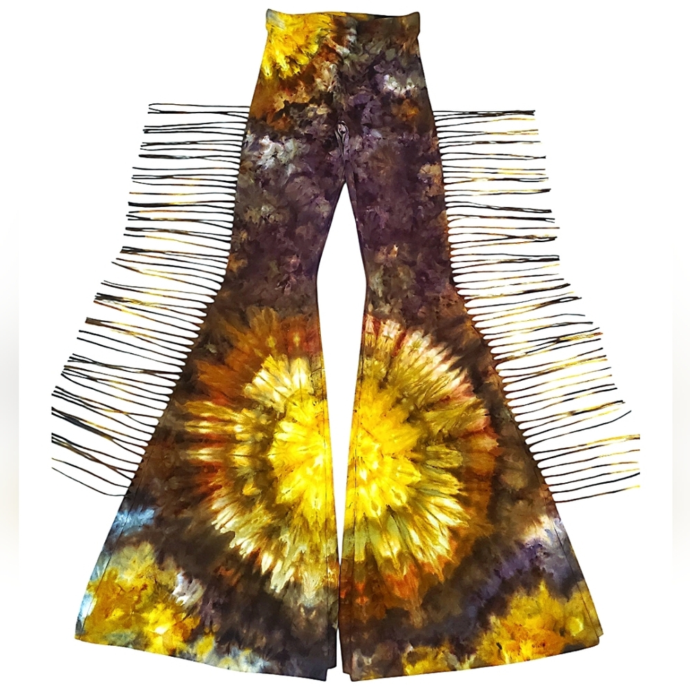 High Waisted Tie Dyed Bell Bottoms Colorful Tie Dye Festival Flares XS S M L XL - Picture 6 of 9